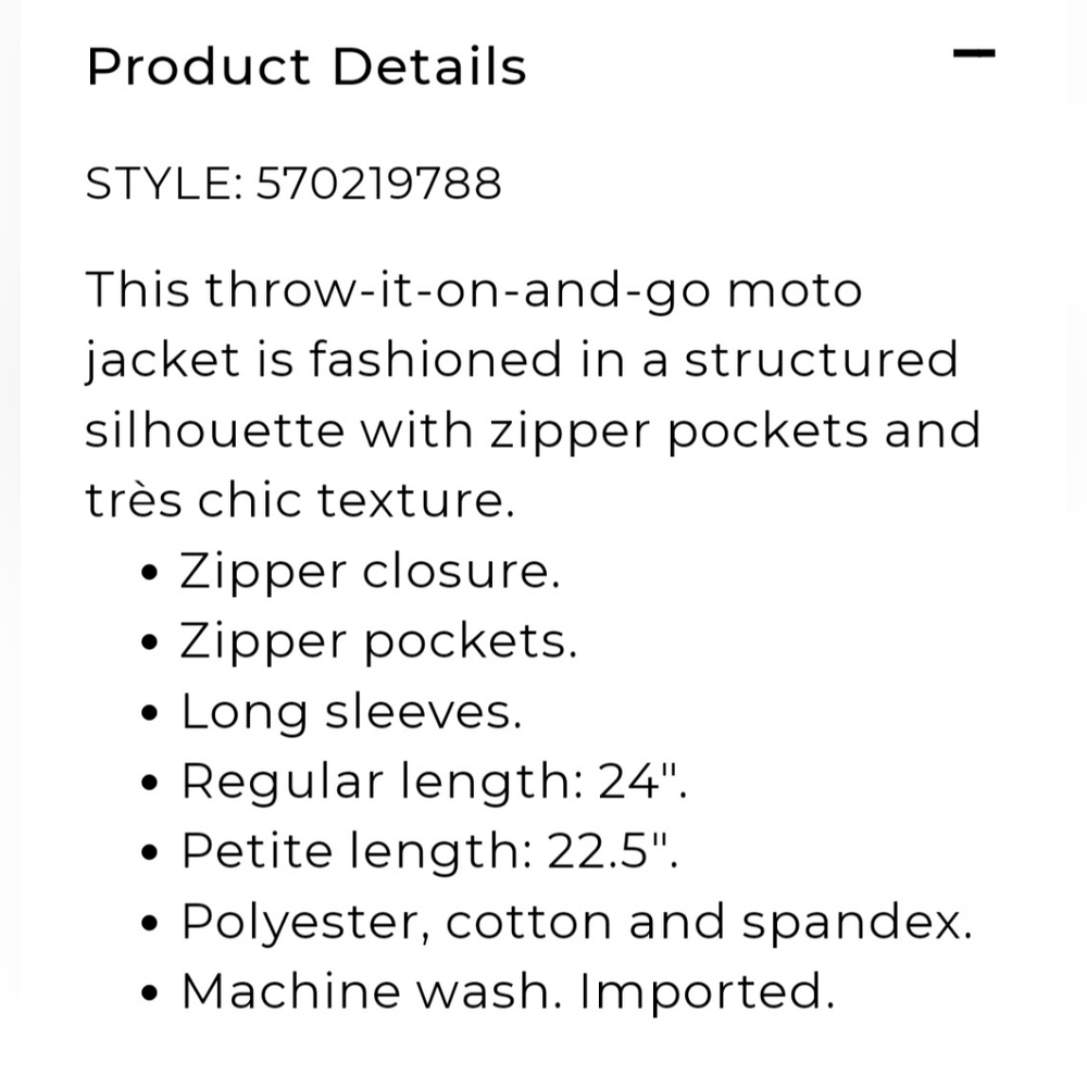 Chico's Textured Moto Style Jacket Women's Size 4 - Picture 13 of 15
